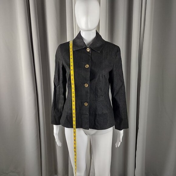 Doncaster Women's Gray Denim Look, Cotton Blend Peplum Style Jacket, Blazer Sz 4 - Picture 5 of 14